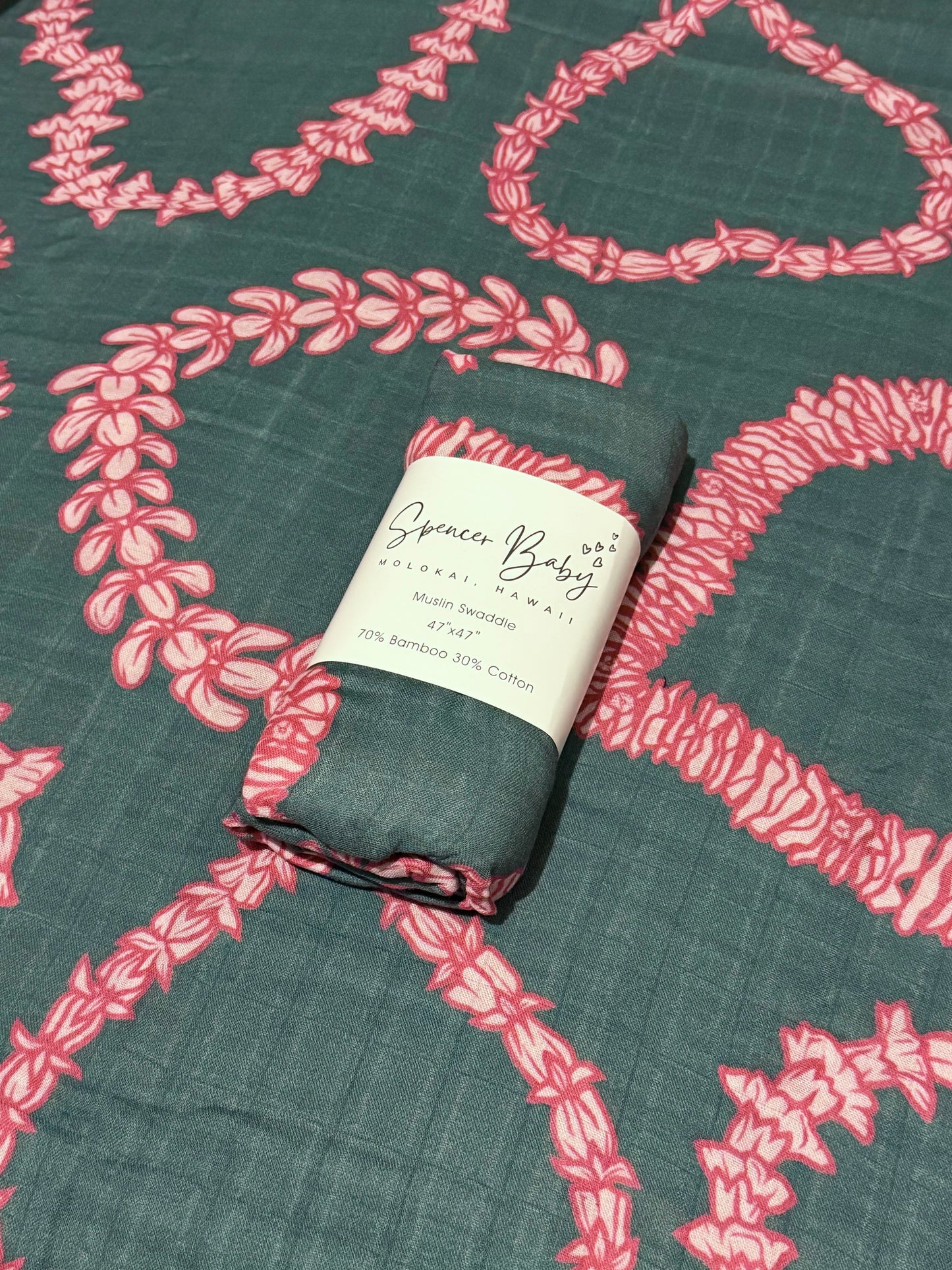 Heart Lei Swaddle (teal)