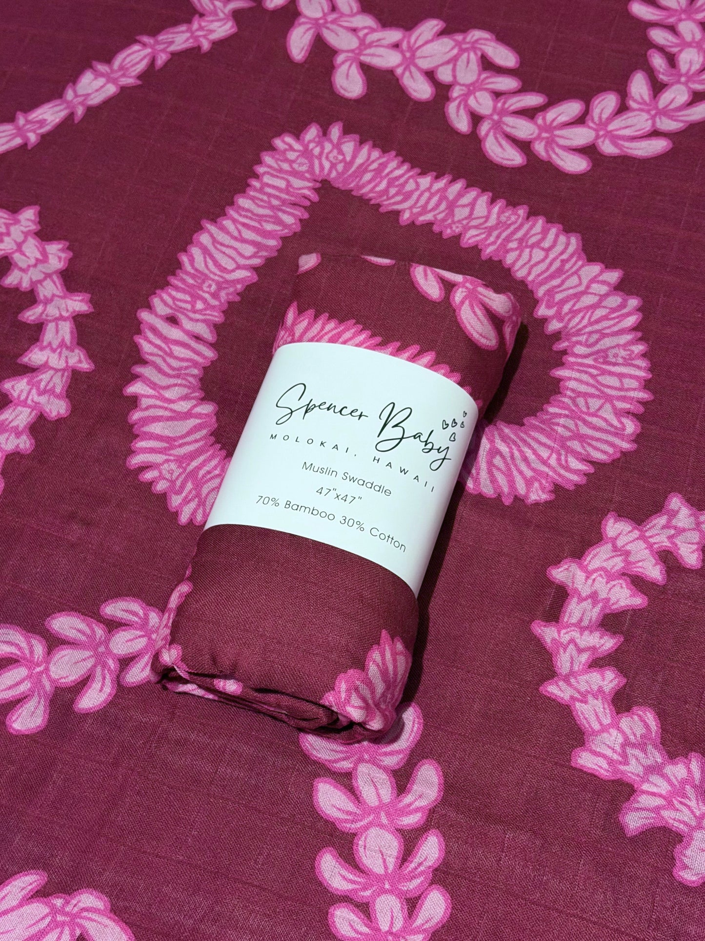 Heart Lei Swaddle (plum)